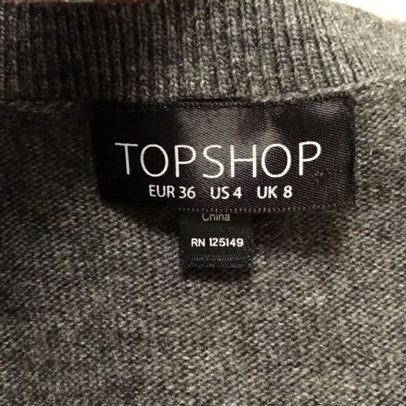 Topshop Gray V Neck Sweater with Lace‎ Trim Elegant Tunic Top Woman's 4 - Picture 5 of 15